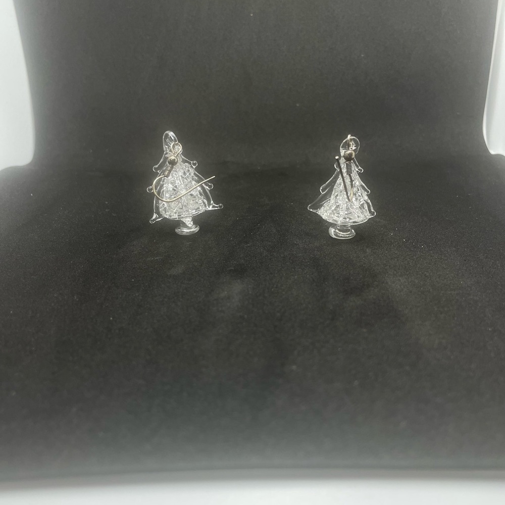Elegant Glass Christmas Tree Earrings